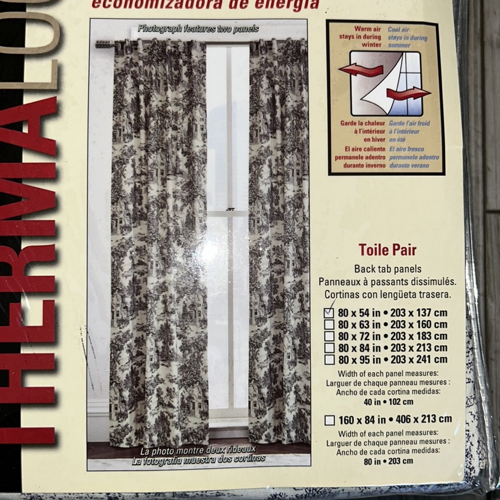 Insulated Toile Curtain Pairs With Rod Pocket And Back Tabs - Picture 7 of 7